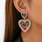 Rainbow Hollow Heart Drop Earrings