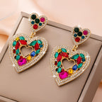 Rainbow Hollow Heart Drop Earrings