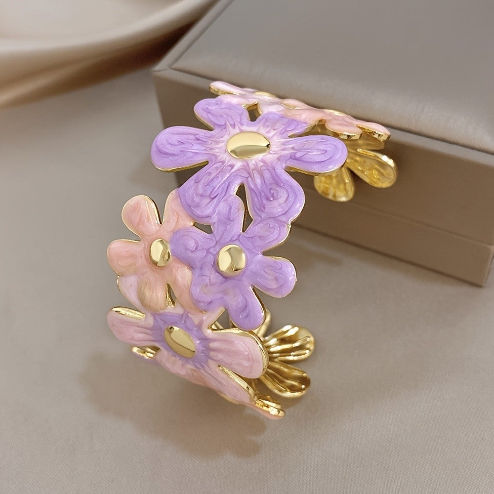 Whimsical Pastel Flower Cuff Bracelet