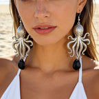 Nautical Octopus Teardrop Drop Earrings