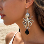Nautical Octopus Teardrop Drop Earrings