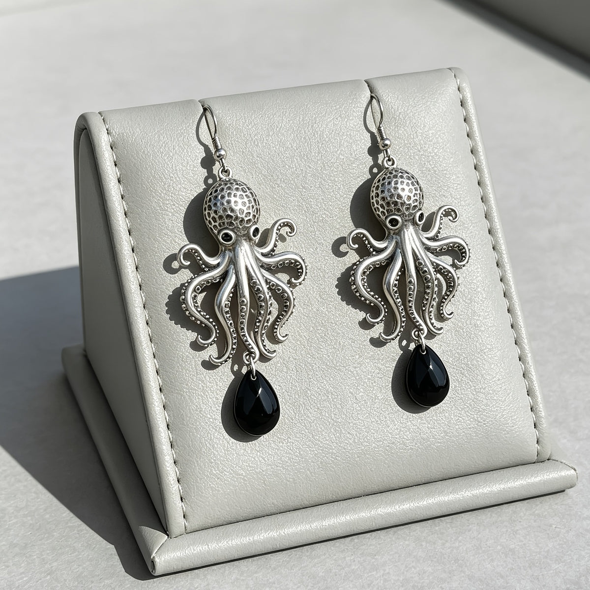 Nautical Octopus Teardrop Drop Earrings