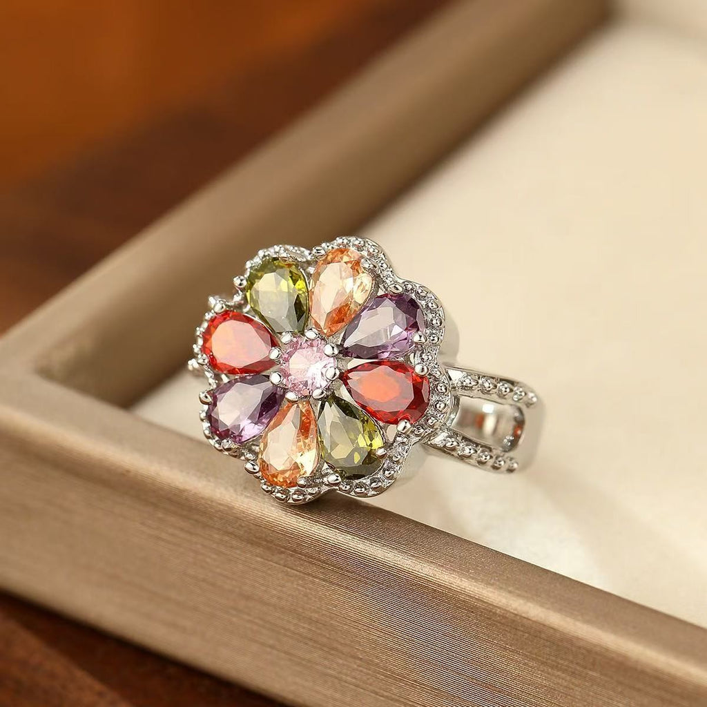 Rainbow Petal Flower Ring