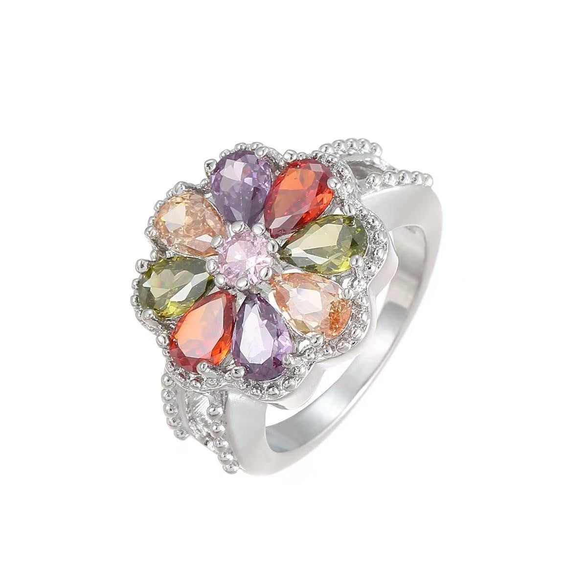 Rainbow Petal Flower Ring