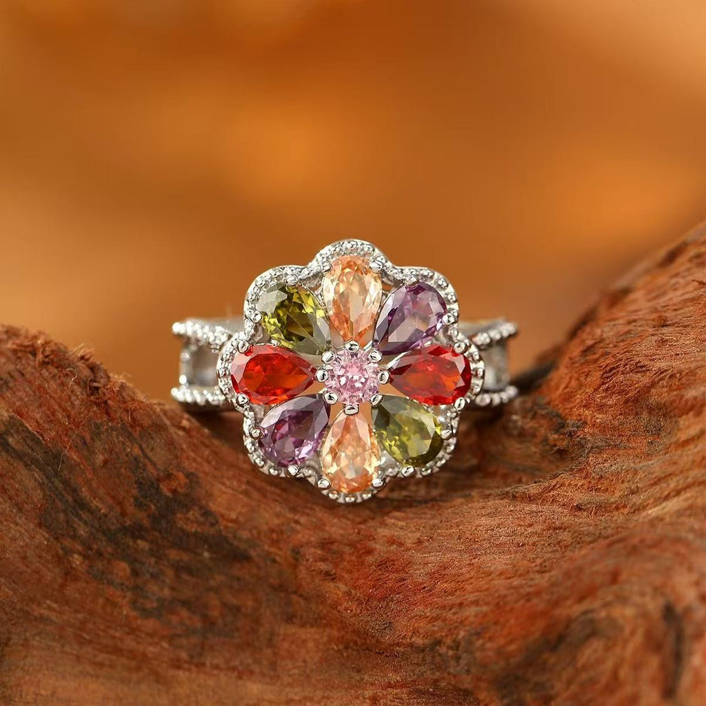 Rainbow Petal Flower Ring