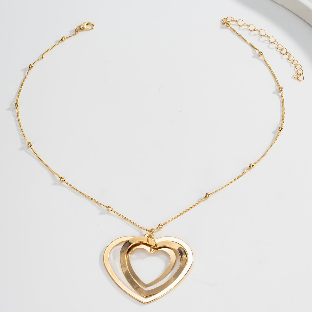 Layered Heart Beaded Necklace