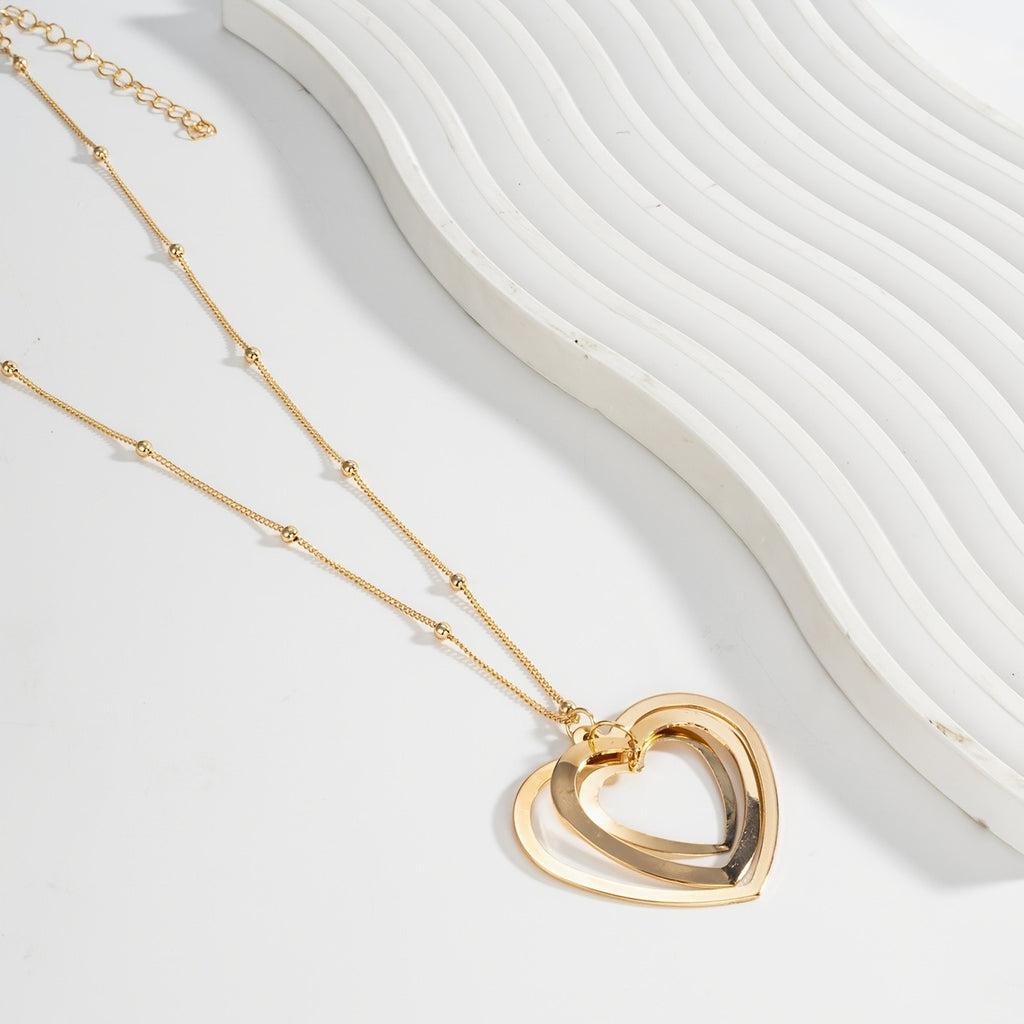Layered Heart Beaded Necklace