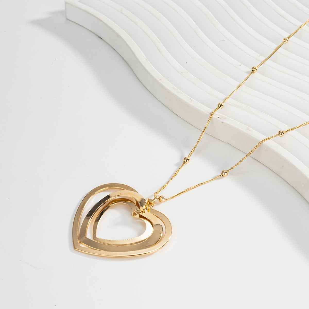 Layered Heart Beaded Necklace