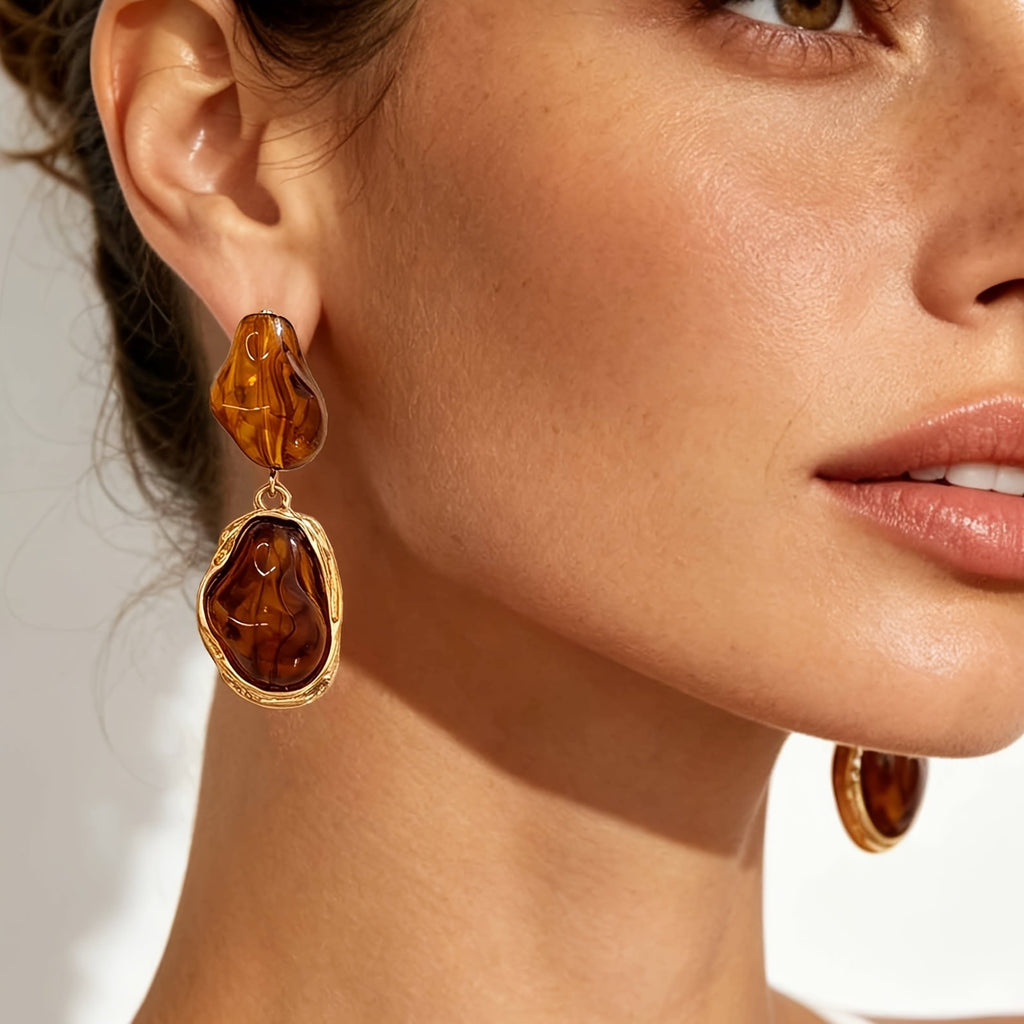 Amber Baroque Drop Earrings