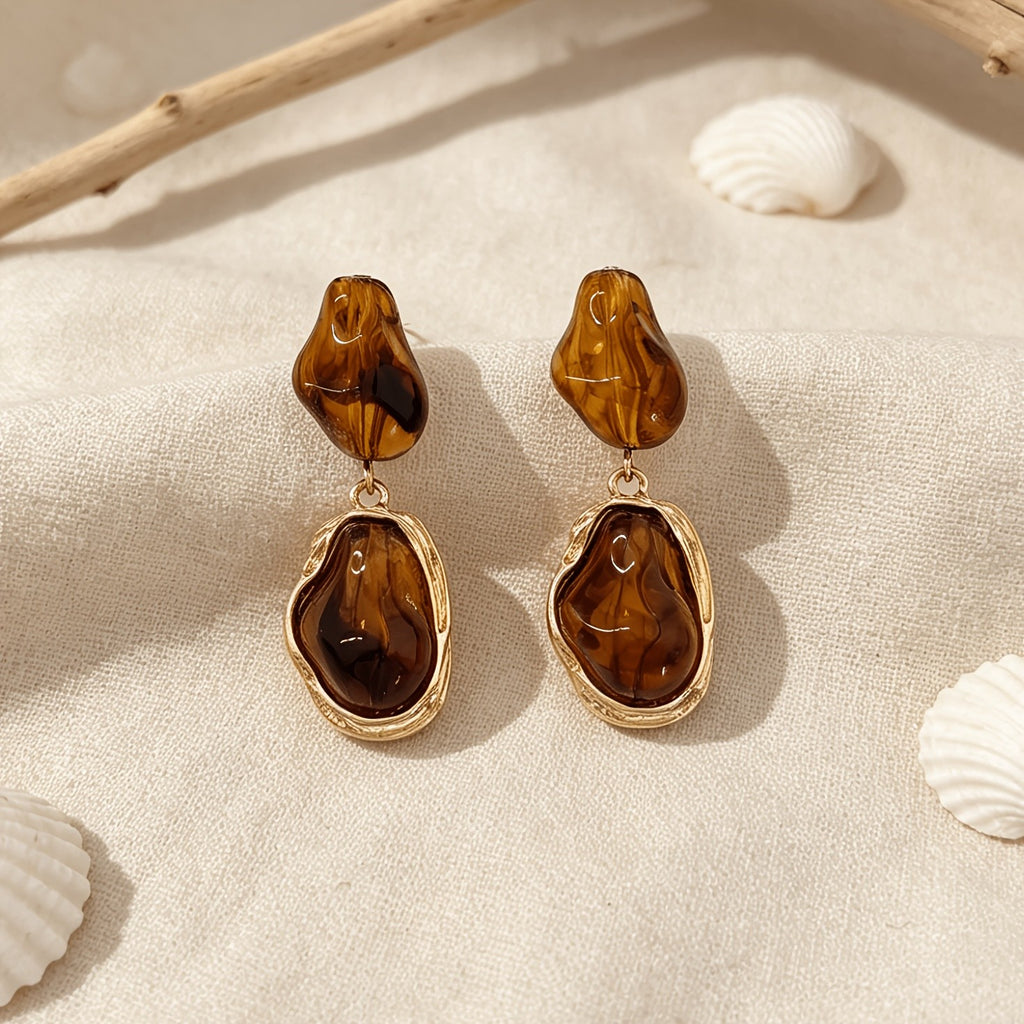 Amber Baroque Drop Earrings