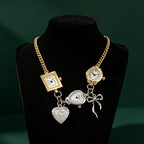 Whimsical Timepiece Charm Necklace