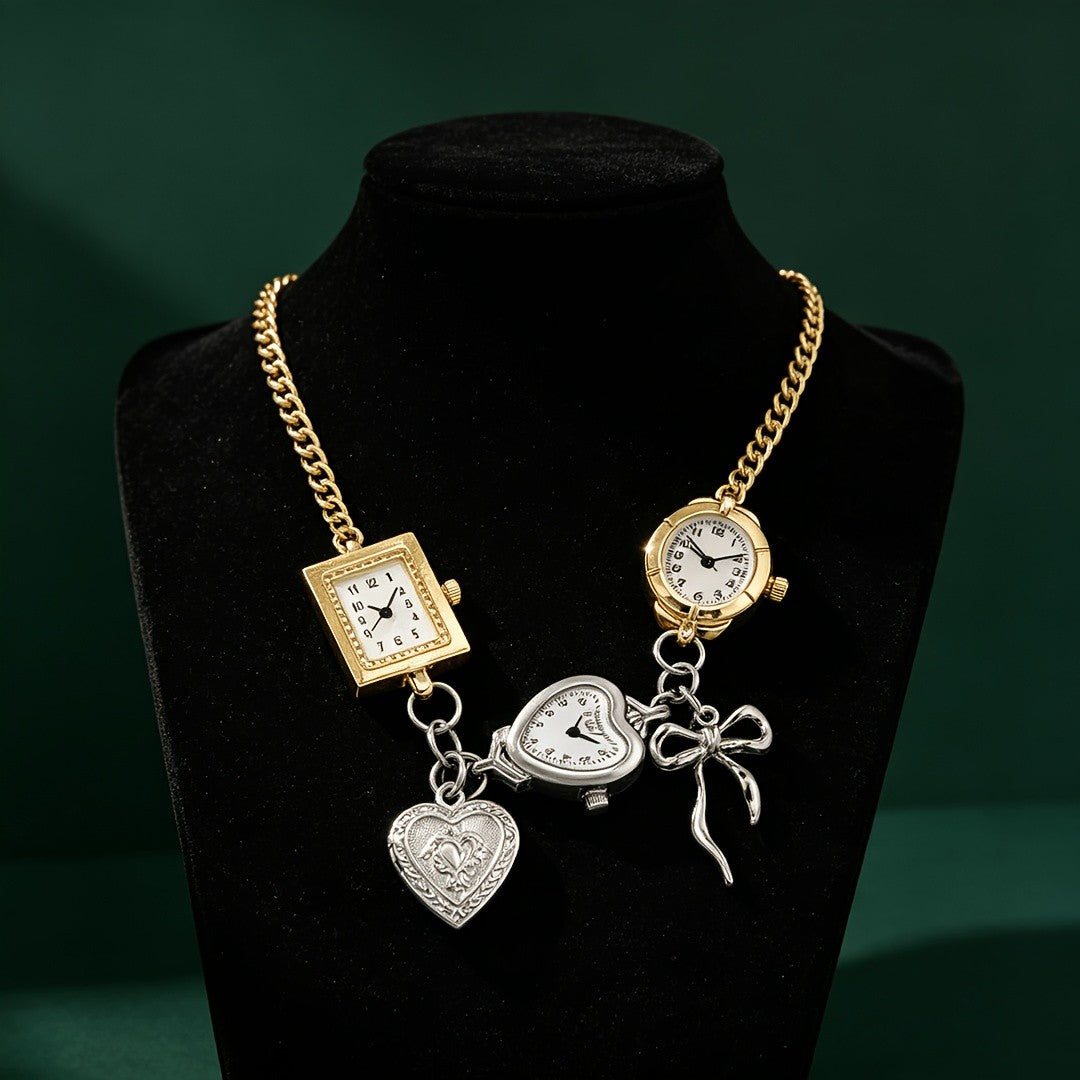 Whimsical Timepiece Charm Necklace