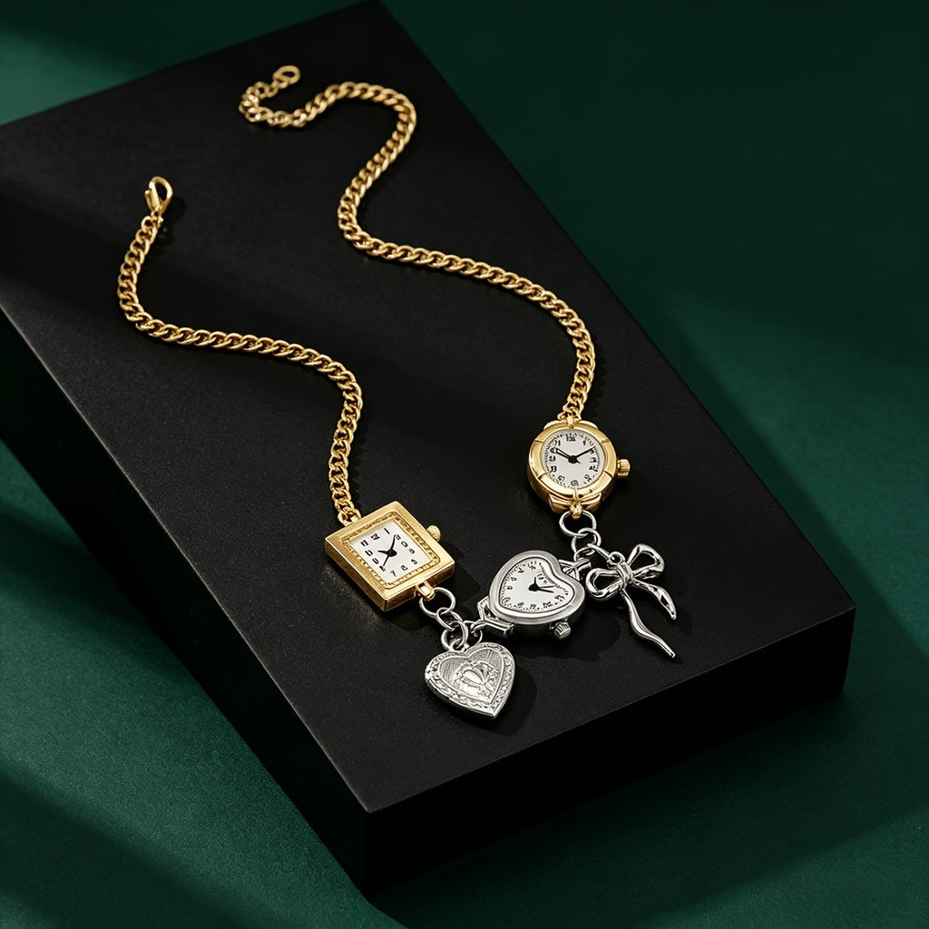 Whimsical Timepiece Charm Necklace