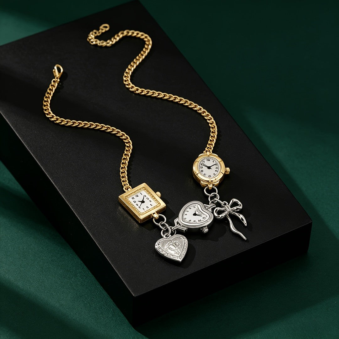 Whimsical Timepiece Charm Necklace