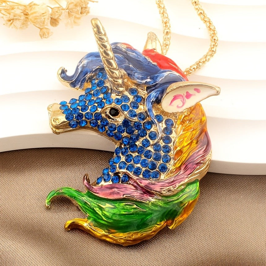 Whimsical Rainbow Unicorn Pendant Necklace