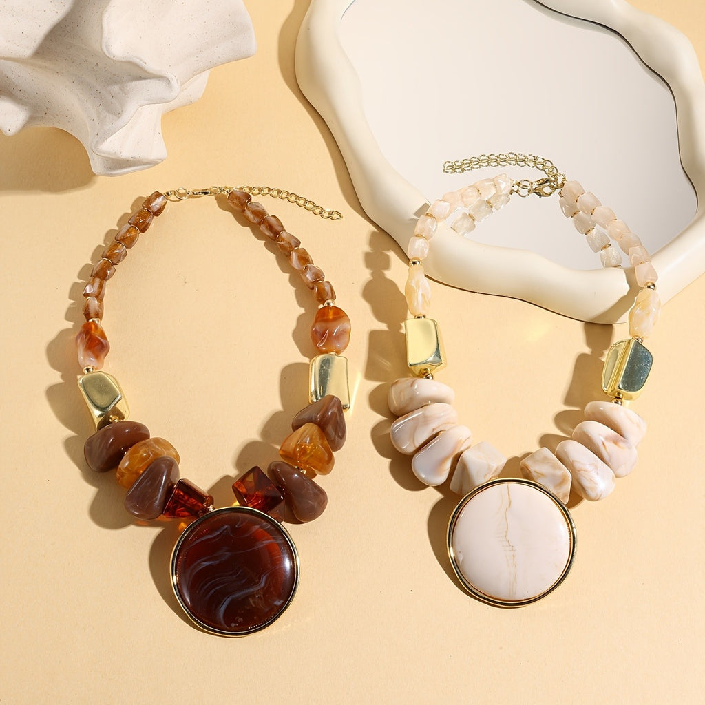 Chunky Amber Bead Statement Necklace