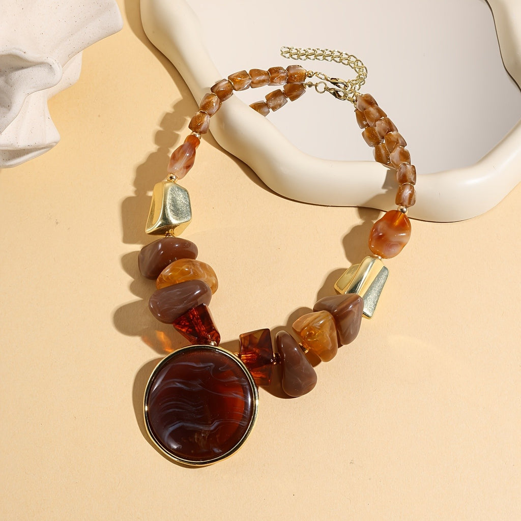 Chunky Amber Bead Statement Necklace
