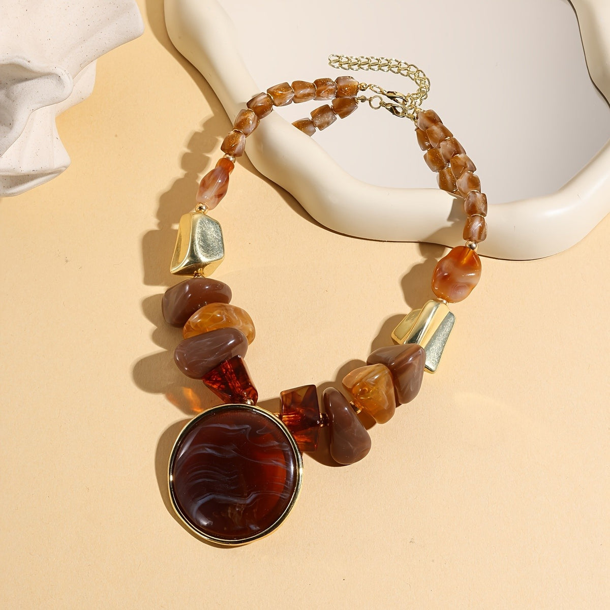 Chunky Amber Bead Statement Necklace