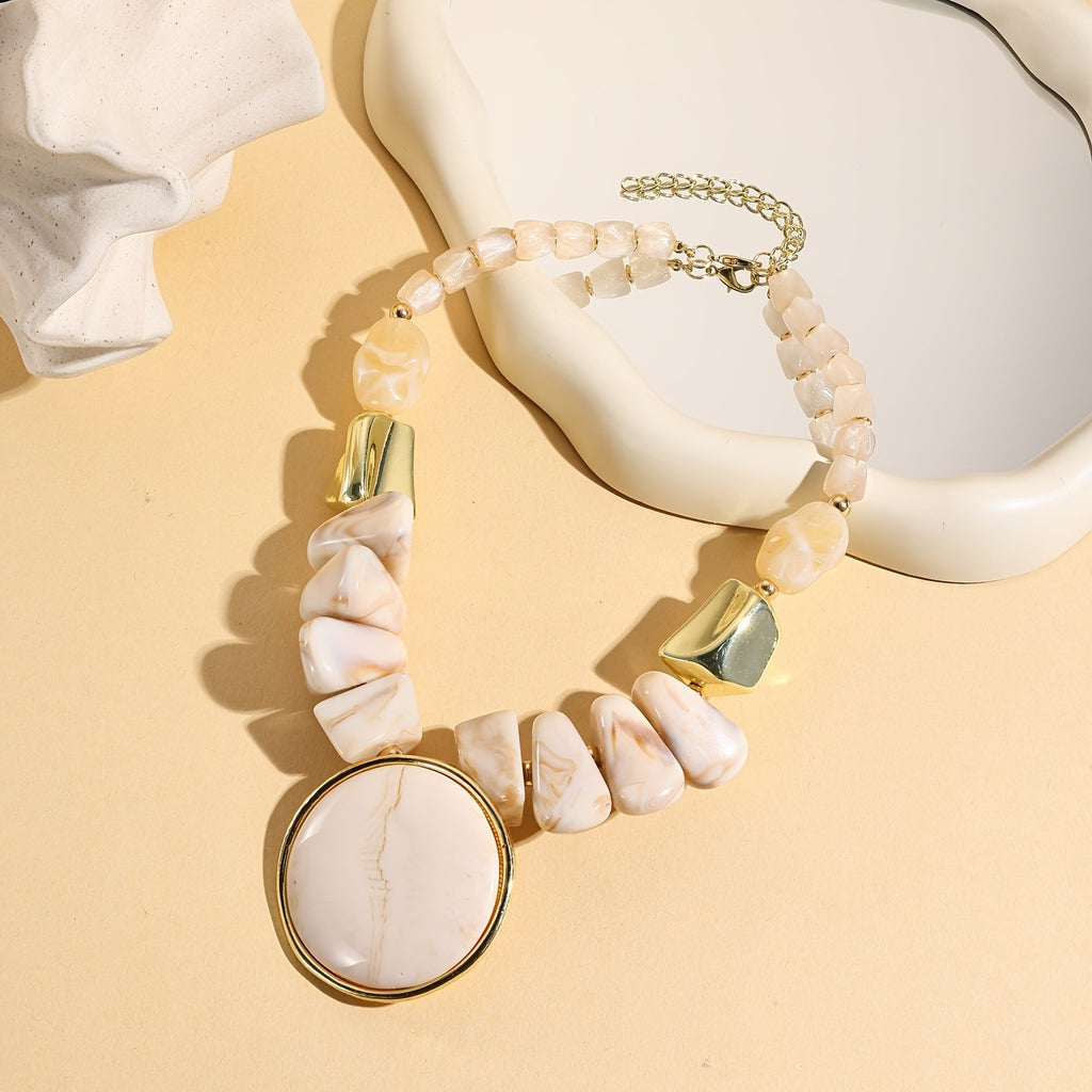 Chunky Amber Bead Statement Necklace