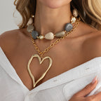 Layered Stone Heart Necklace