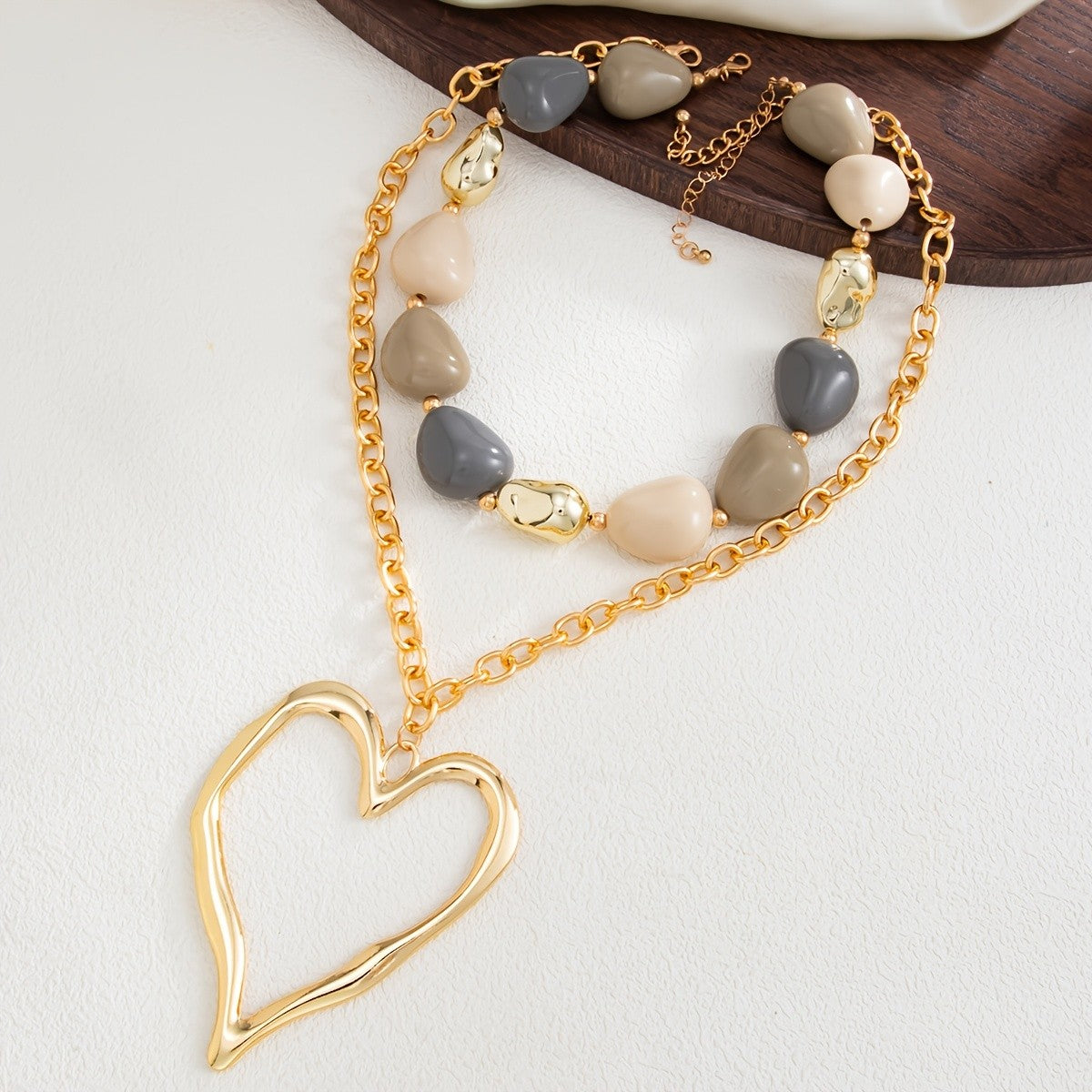 Layered Stone Heart Necklace