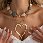 Layered Stone Heart Necklace