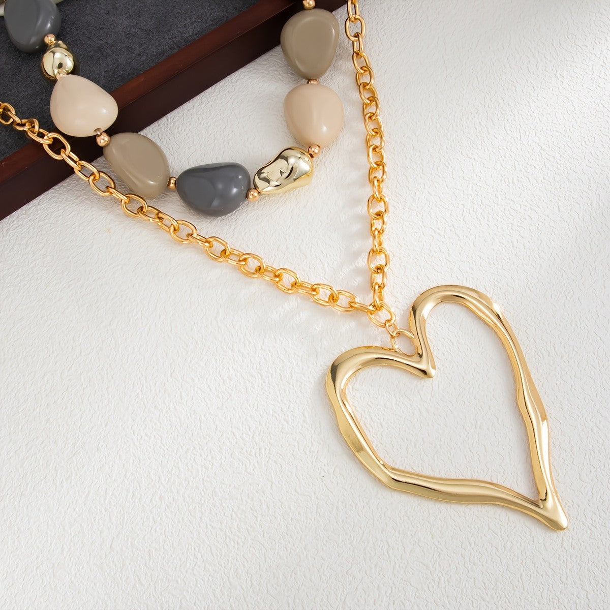 Layered Stone Heart Necklace