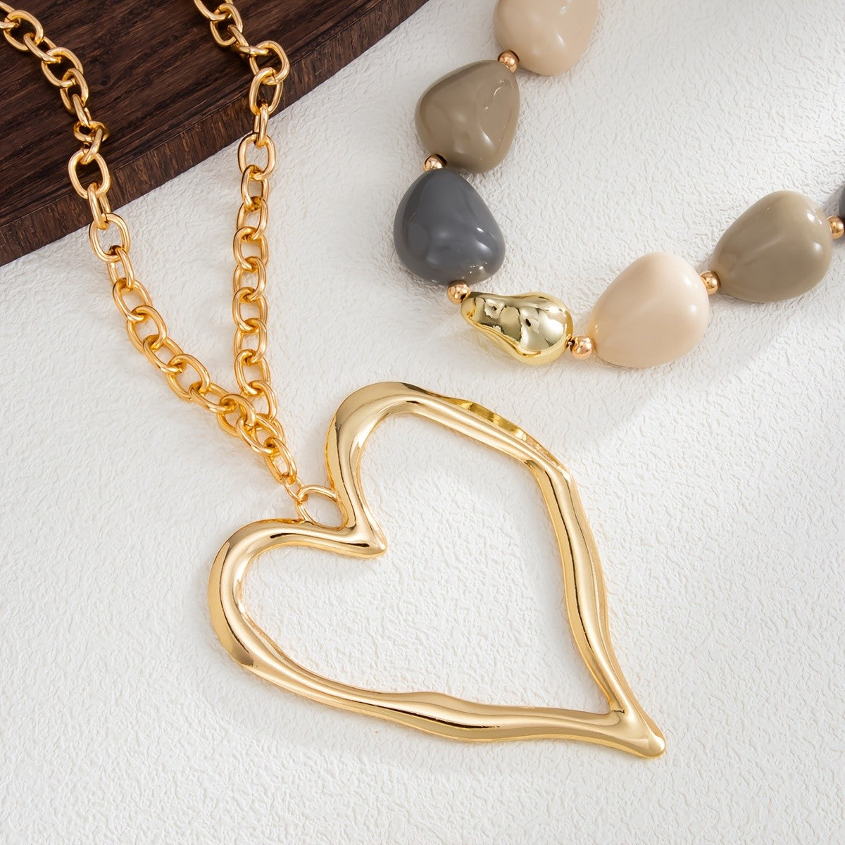 Layered Stone Heart Necklace