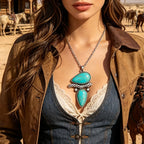 Boho Double Teardrop Turquoise Necklace