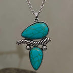Boho Double Teardrop Turquoise Necklace