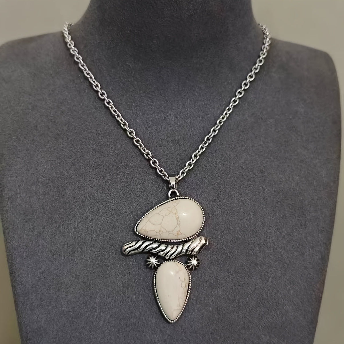 Boho Double Teardrop Turquoise Necklace