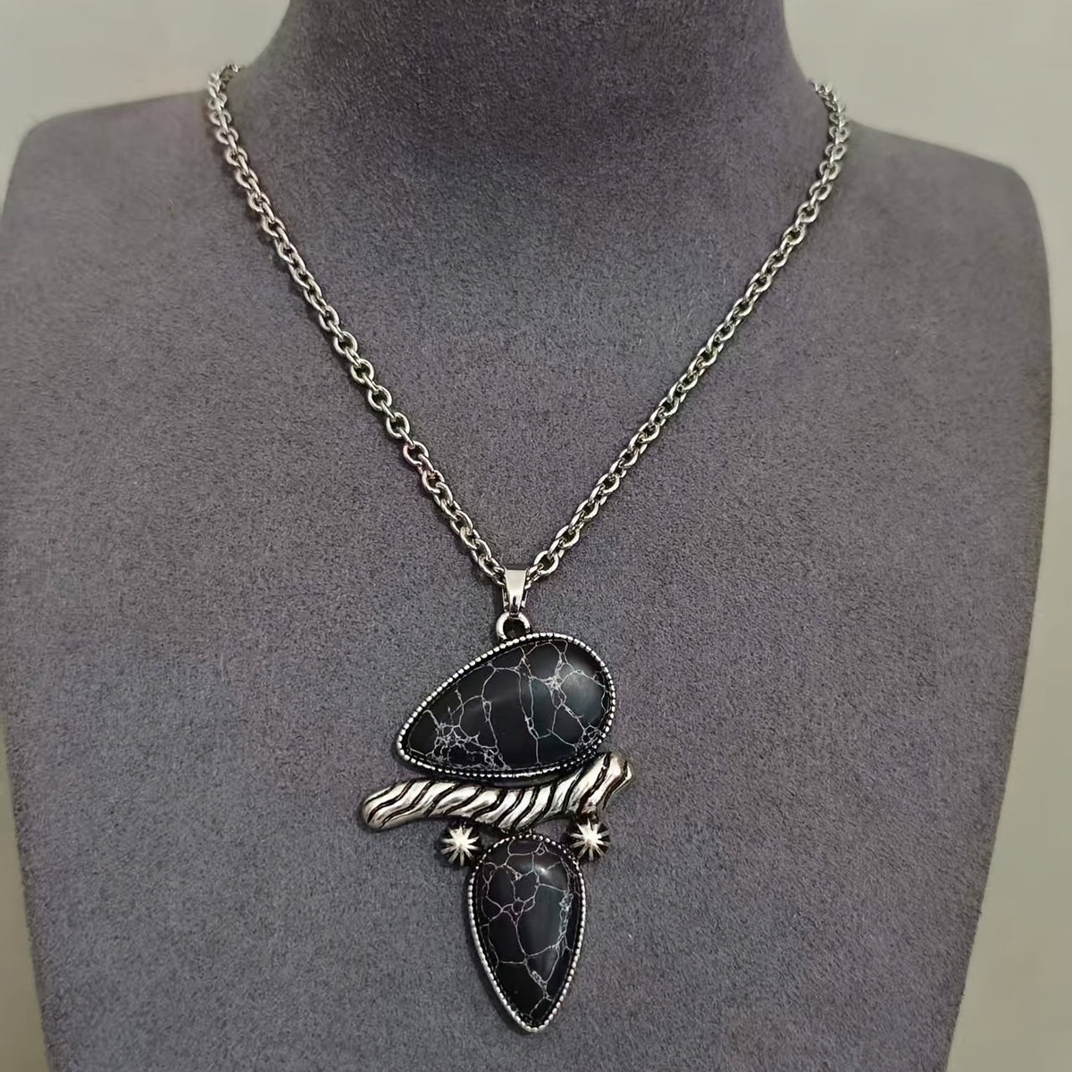 Boho Double Teardrop Turquoise Necklace