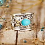 Boho Floral Turquoise Statement Ring