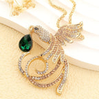 Elegant Phoenix Bird Glass Necklace