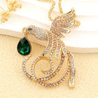 Elegant Phoenix Bird Glass Necklace