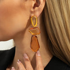 Gradient Amber Geometric Drop Earrings
