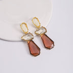 Gradient Amber Geometric Drop Earrings