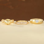 Elegant Handshake Gemstone Ring Set