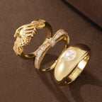 Elegant Handshake Gemstone Ring Set
