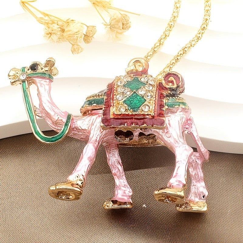 Whimsical Pink Camel Necklace