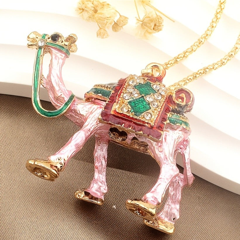Whimsical Pink Camel Necklace
