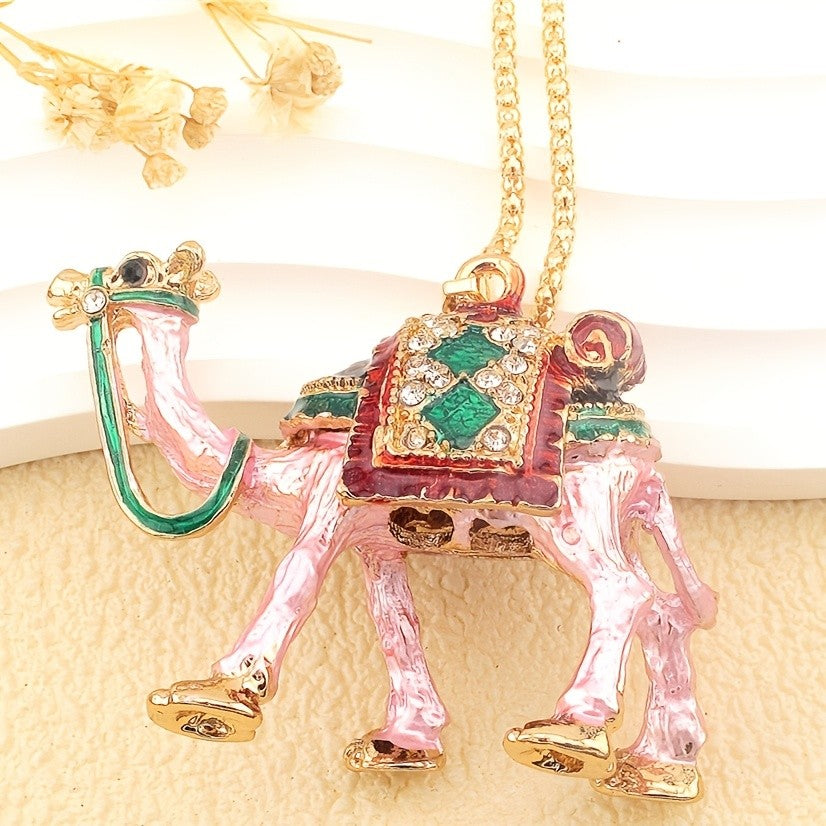 Whimsical Pink Camel Necklace