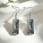 Whimsical Shetland Sheepdog Glass Drop Earrings