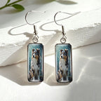 Whimsical Shetland Sheepdog Glass Drop Earrings