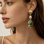 Nautical Shell Pearl Drop Earrings