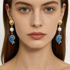 Nautical Shell Pearl Drop Earrings