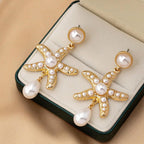 Ocean Starfish Pearl Drop Earrings