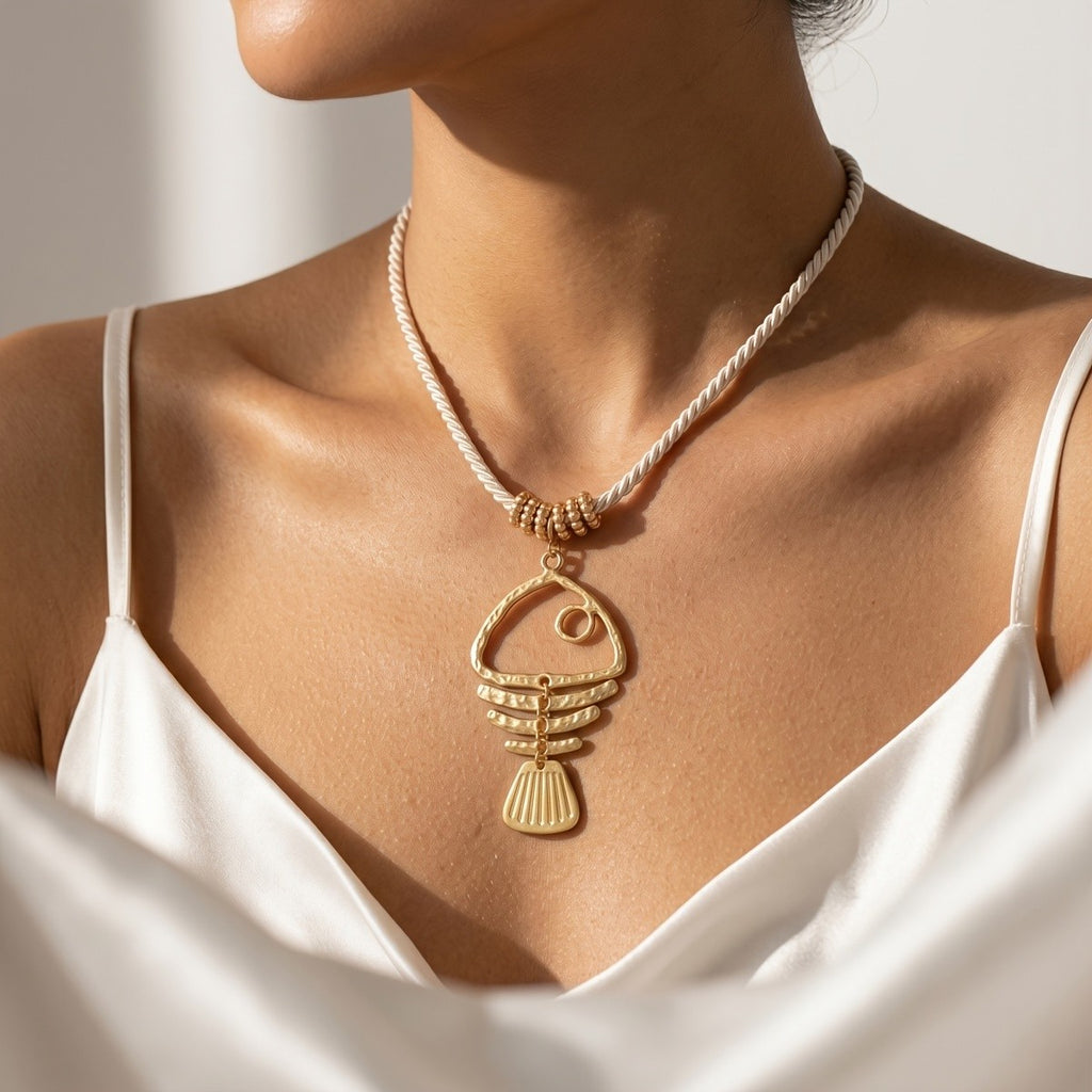 Elegant Fishbone Rope Necklace