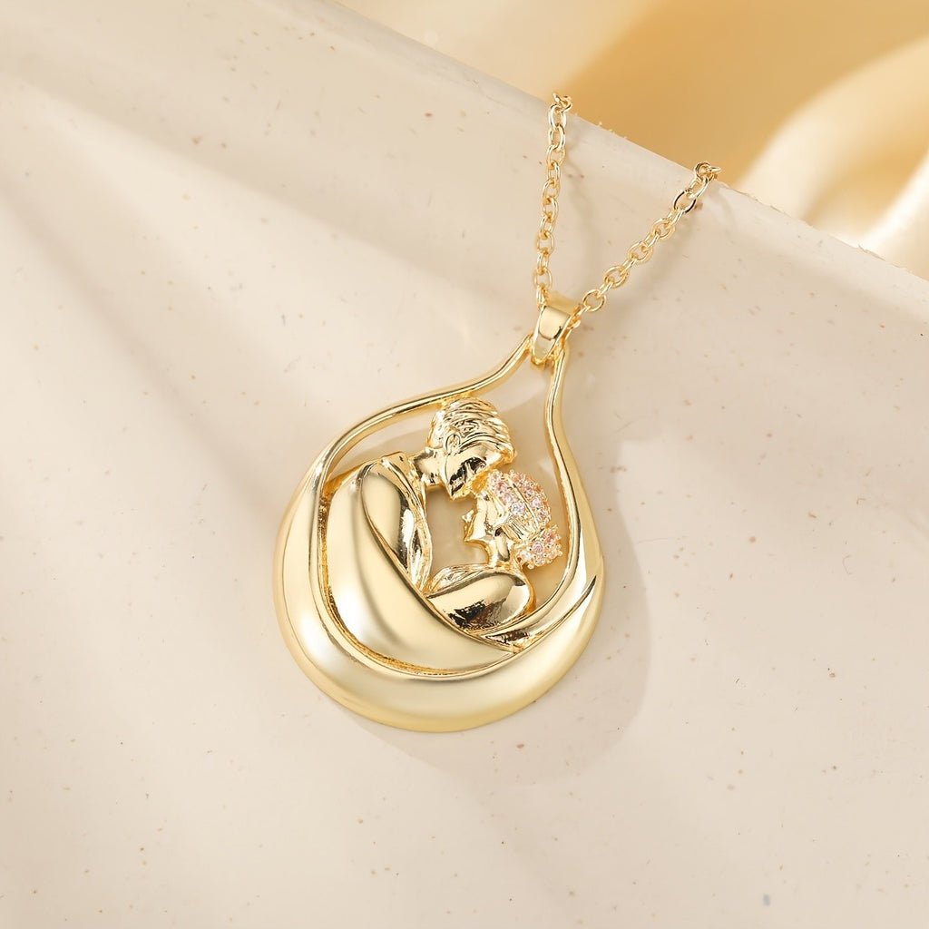 Romantic Embracing Couple Pendant Necklace