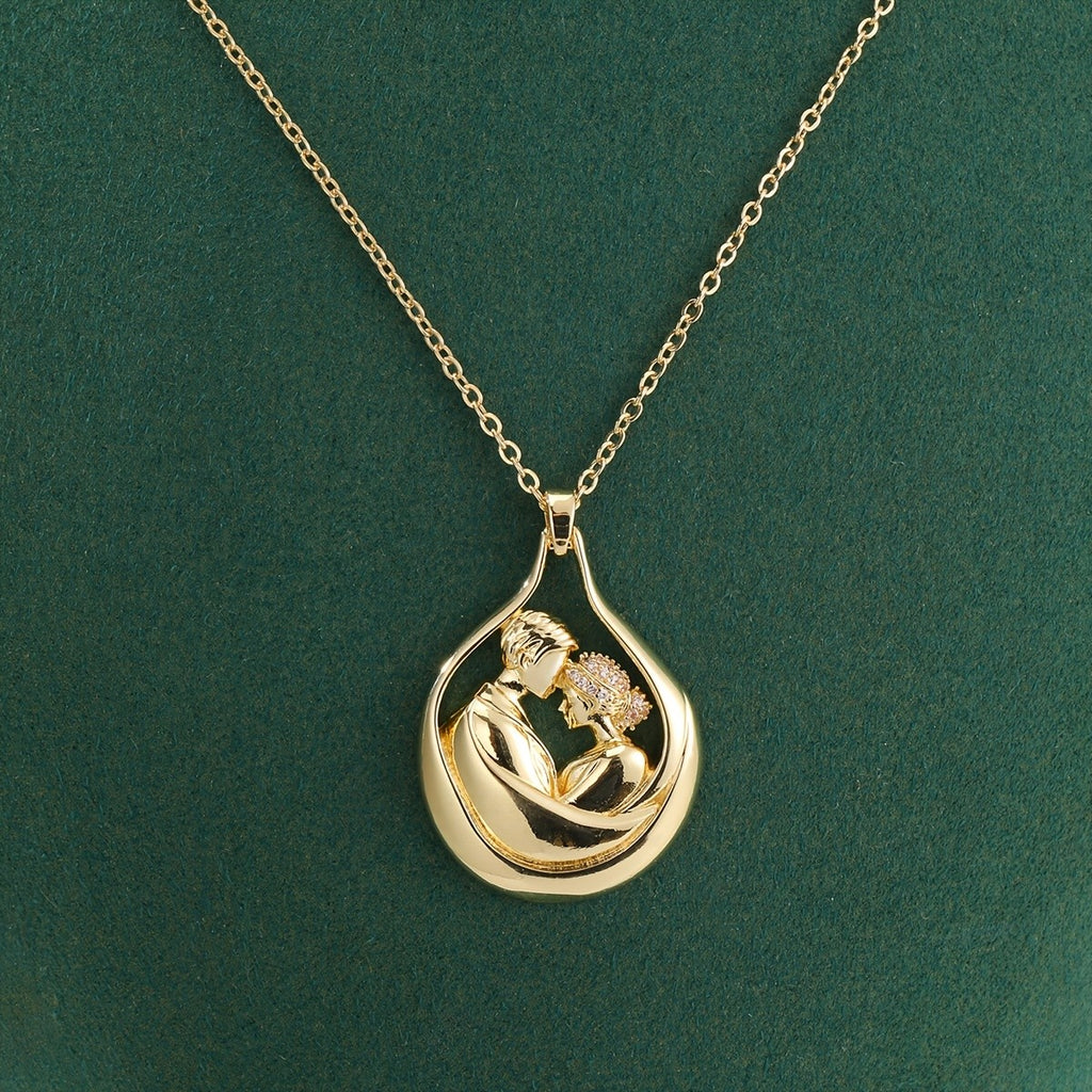 Romantic Embracing Couple Pendant Necklace